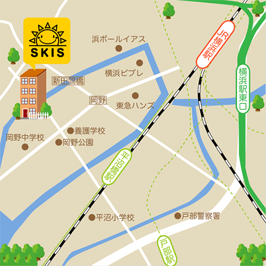 サンライズキッズインターナショナルスクール横浜校案内地図